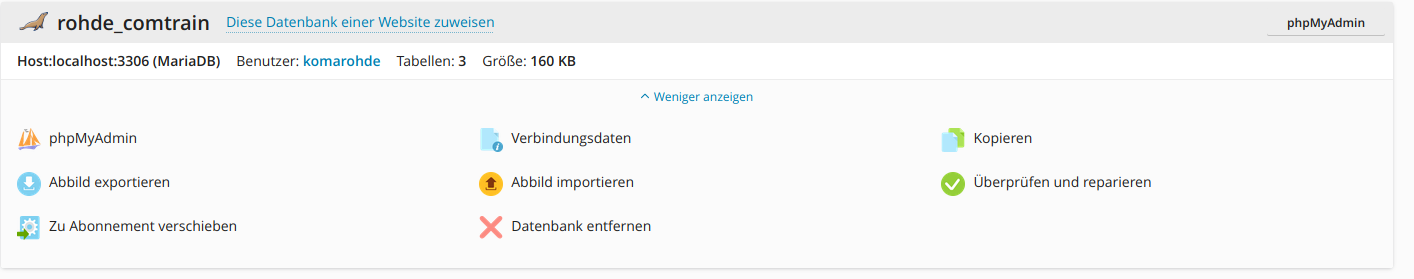 Plesk Datenbank Verwaltung